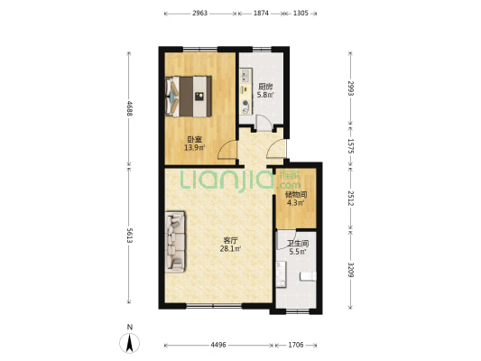 新华路84弄 1室1厅1卫 76平方