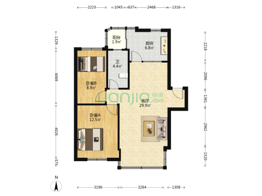 环卫小区 2室1厅1卫 74平方