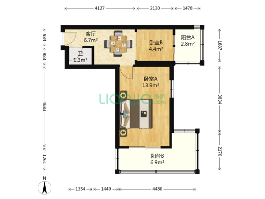 詹滨里 2室1厅1卫 39平方