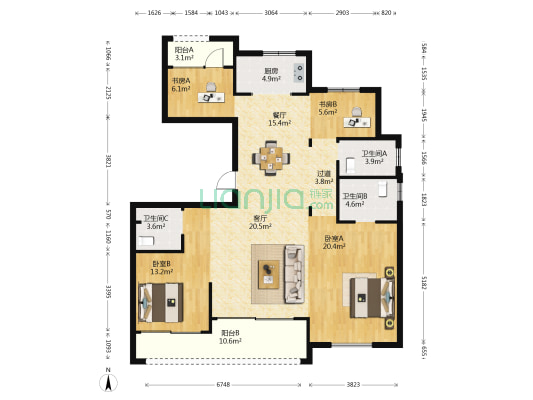 汉帛星座 4室2厅3卫 37平方
