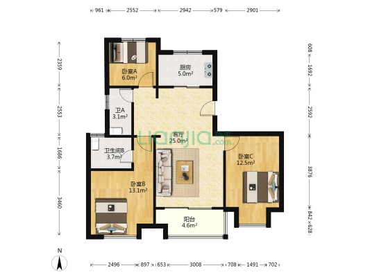 慧学铭苑 3室1厅2卫 105平方