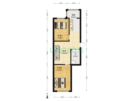 益格名邸 2室1厅1卫 61平方