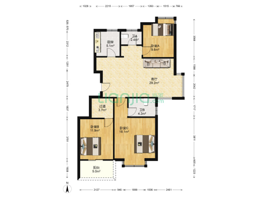 馨湖茗苑 3室1厅2卫 110平方