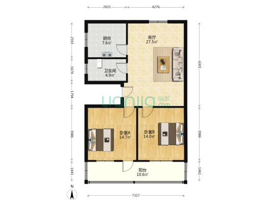 居委会小庄 2室1厅1卫 95平方