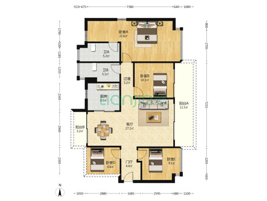 碧桂园凤凰华府 4室1厅2卫 133平方