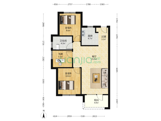 霸州佳兆业悦峰 3室1厅1卫 95平方