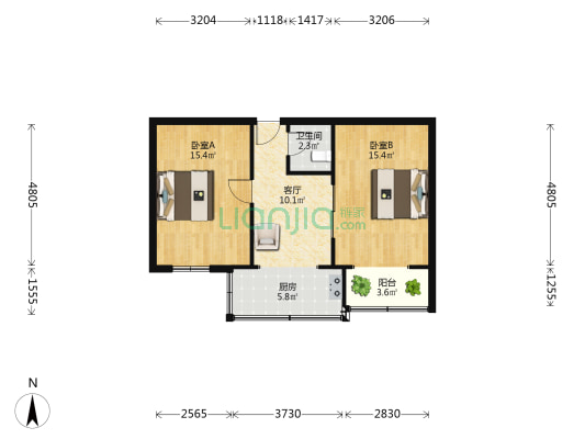 东赵家巷 2室1厅1卫 58平方