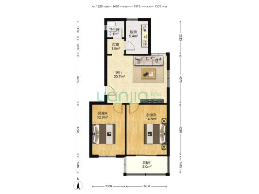 谭家小区 2室1厅1卫 79平方