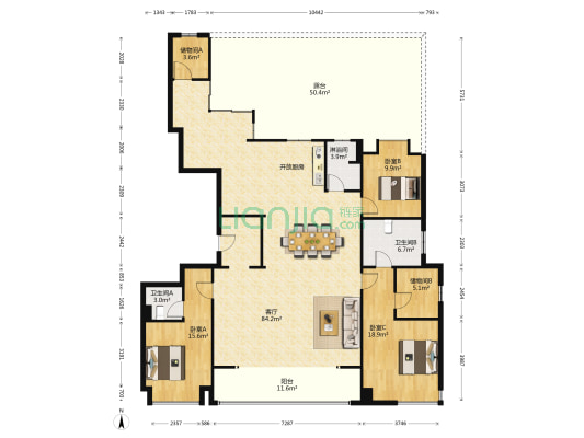 西水东海珀半岛 3室1厅3卫 195平方