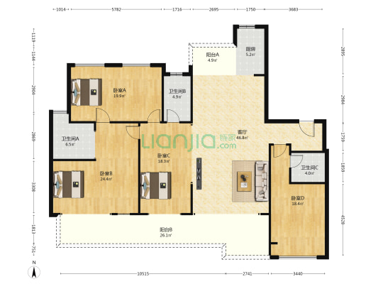 麓鸣九天麓鸣苑 4室1厅3卫 201平方