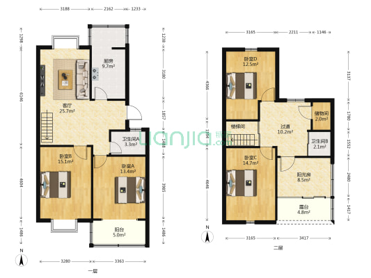 聚宝园 4室1厅2卫 121平方