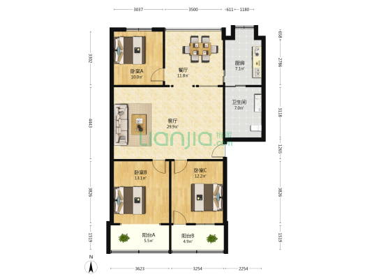文教路农垦局宿舍（文教路289号） 3室2厅1卫 115平方
