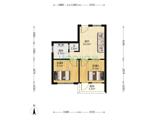 从善坊 2室1厅1卫 47平方
