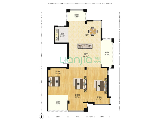 国际华城A区 3室1厅0卫 139平方