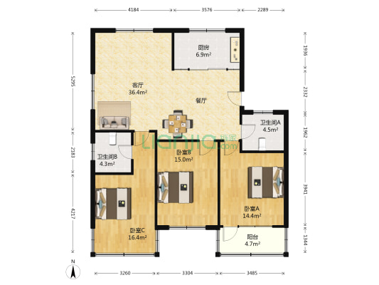平江花园 3室1厅2卫 123平方