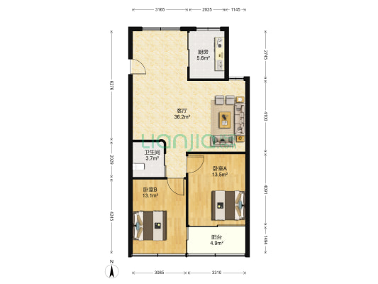 银桥大楼 2室1厅1卫 93平方