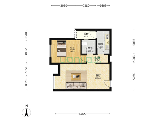 锦芙蓉 1室1厅1卫 60平方
