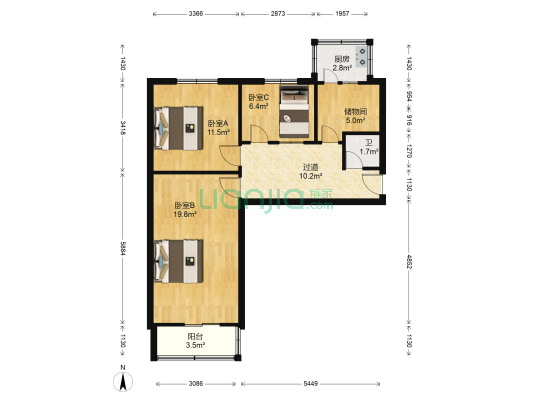 体育路工商银行宿舍 3室0厅1卫 74平方