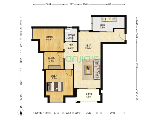 华宇星云汇 2室1厅1卫 89平方