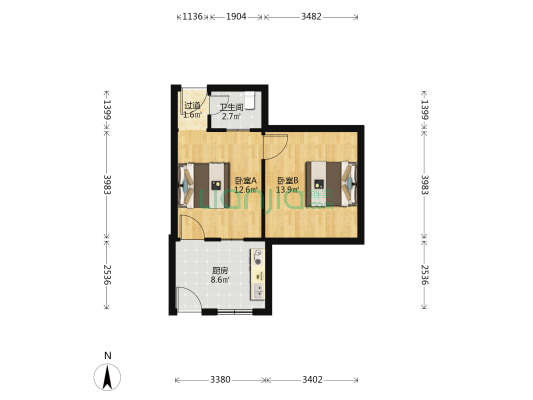 红星路11号 2室0厅1卫 39平方