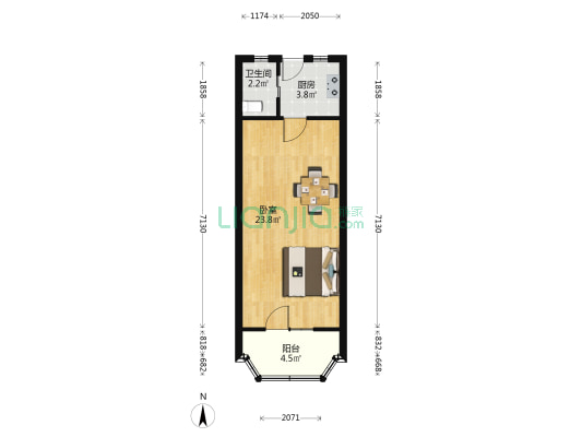 芜湖路134号 1室0厅1卫 40平方