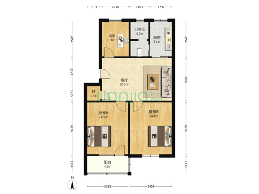人民西路16号 3室1厅1卫 83平方