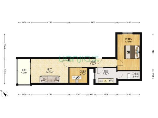 小福建营巷5号 2室1厅1卫 62平方