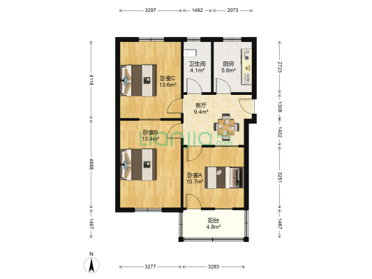 铜陵路21号 3室1厅1卫 79平方