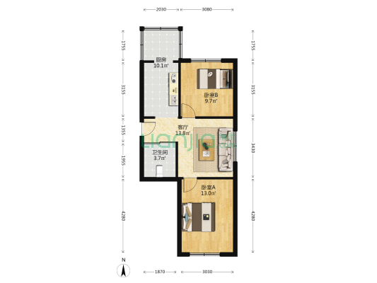金山铁路住宅小区 2室1厅1卫 61平方