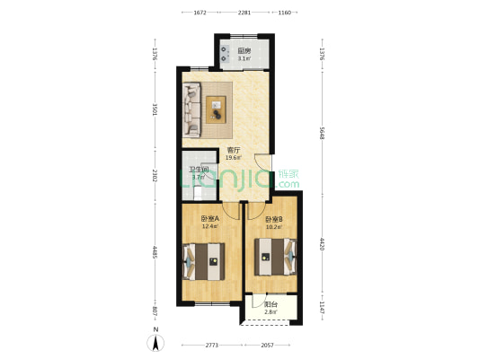 华宸佳园 2室1厅1卫 69平方