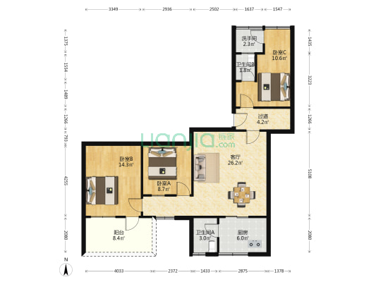 惠州市下埔建委小区 3室1厅3卫 80平方