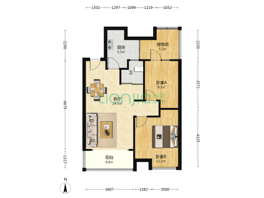 东方红郡桂园 2室1厅1卫 79平方