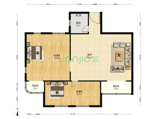 中国石化大厦 2室1厅0卫 179平方