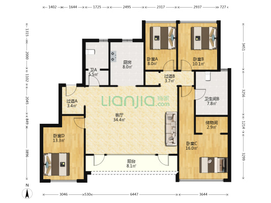绿城·理想之城云栖 4室1厅2卫 156平方