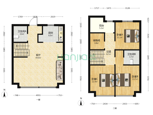邯郸保利时光印象 3室1厅2卫 102平方