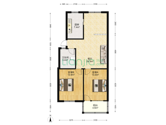 恒利新村东一区 2室1厅1卫 93平方