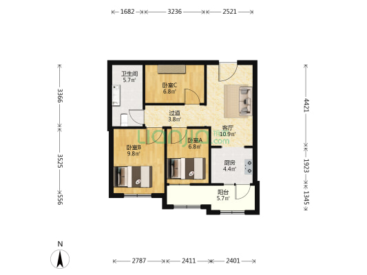 橘郡印象 3室1厅1卫 69平方