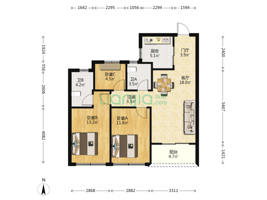兴耀樱漫里 3室1厅2卫 88平方