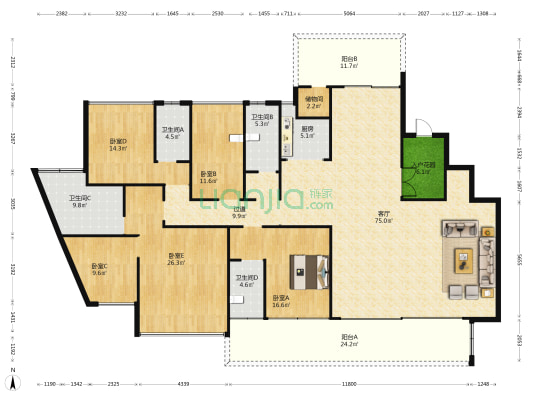 玖御府 5室1厅4卫 253平方