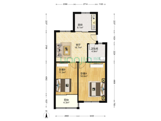 碧春园 2室1厅1卫 73平方