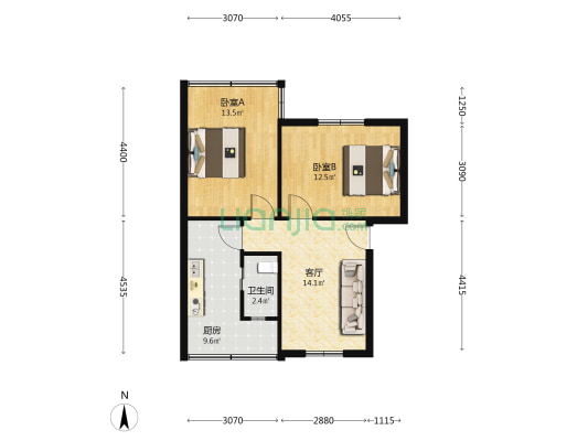 过街楼街118号 2室1厅1卫 60平方