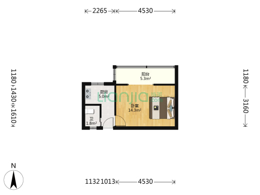山阴路310弄 1室0厅1卫 30平方