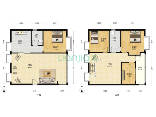 海天明月居 4室1厅2卫 124平方