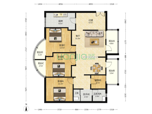 荣华东道112号 3室1厅3卫 150平方