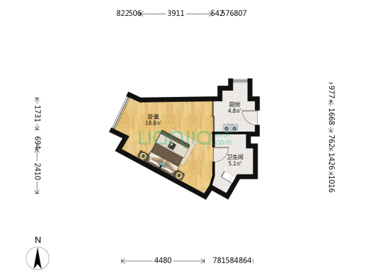 新世界中心B区 1室0厅1卫 49平方