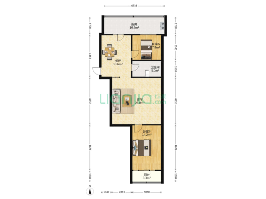 水科所宿舍 2室2厅1卫 85平方