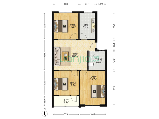 交运苑 3室1厅1卫 94平方
