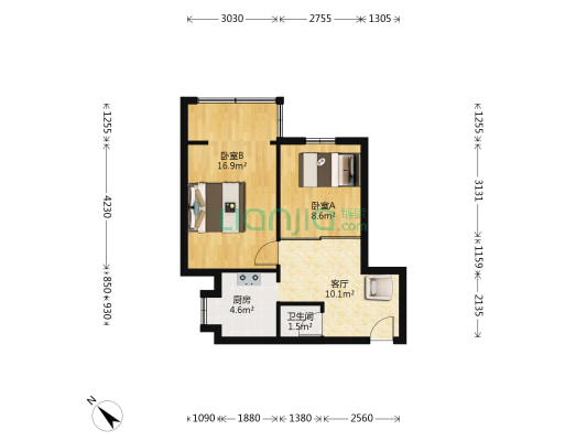 狮子巷60号 2室1厅1卫 44平方