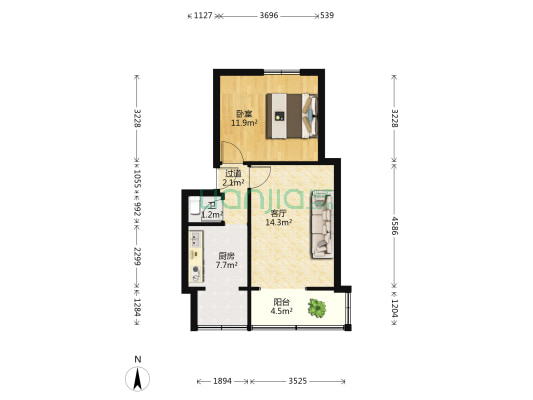 南坪东路三巷 1室1厅1卫 51平方