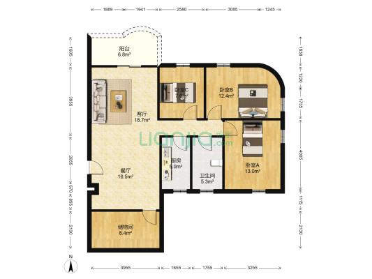 新文明小区 3室2厅1卫 109平方
